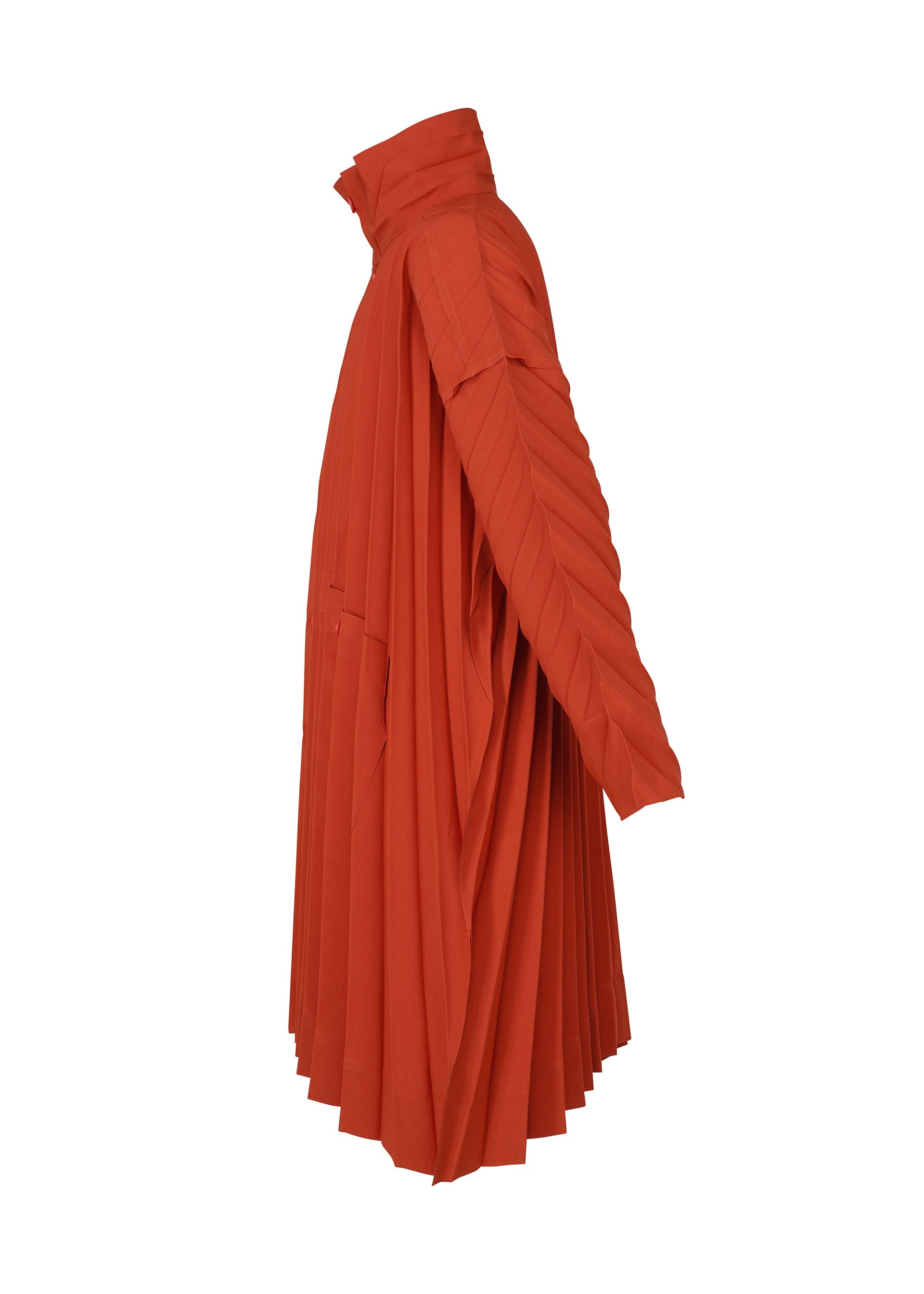 A detail shot of the Homme Plisse Issey Miyake EDGE COAT coat.