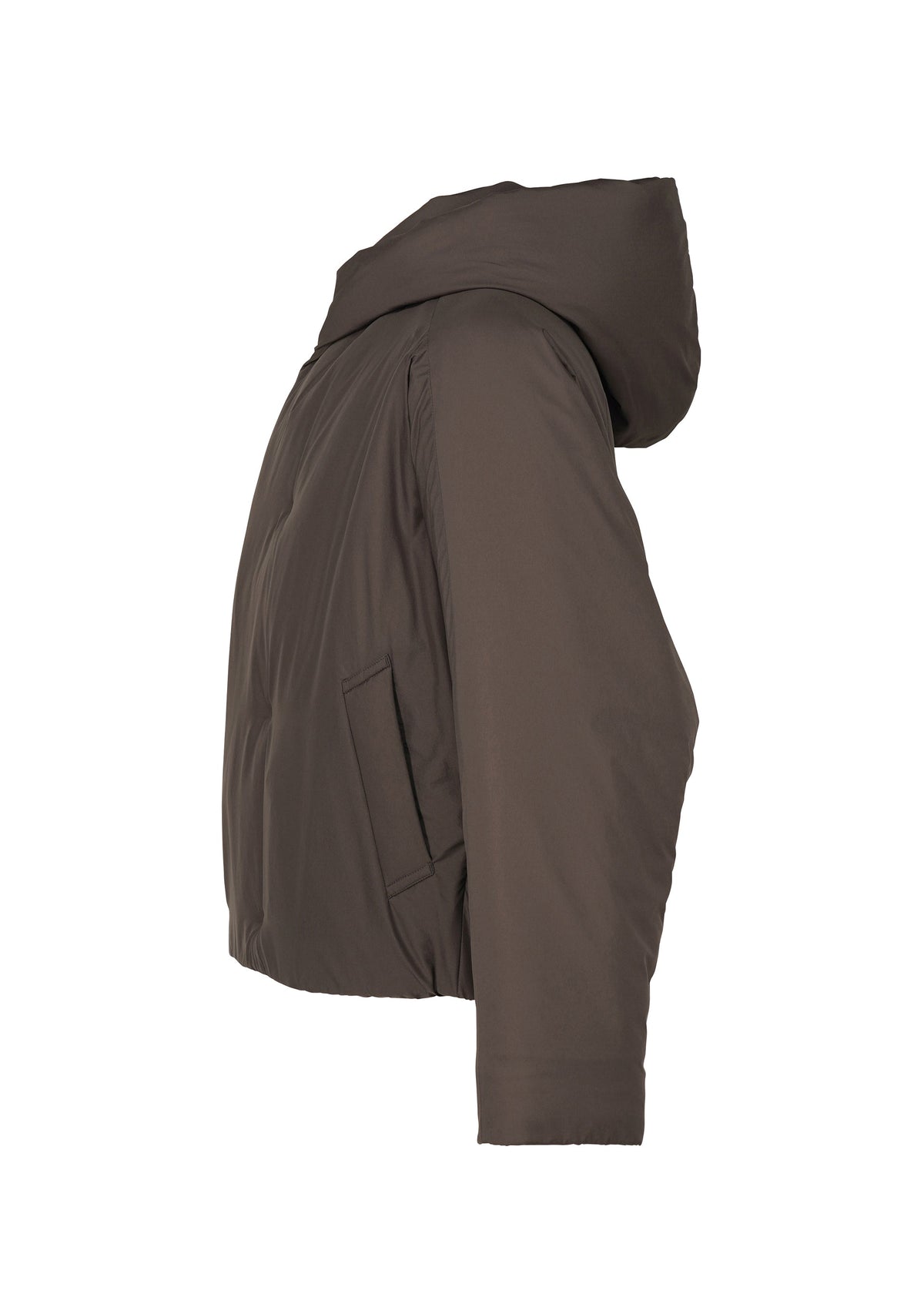 A detail shot of the Homme Plisse Issey Miyake DUVET COAT blouson.