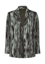 A product shot of the HOMME PLISSÉ ISSEY MIYAKE BRUSHSTROKE STRIPE jacket in black (15).