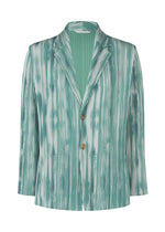 A product shot of the HOMME PLISSÉ ISSEY MIYAKE BRUSHSTROKE STRIPE jacket in blue (72).