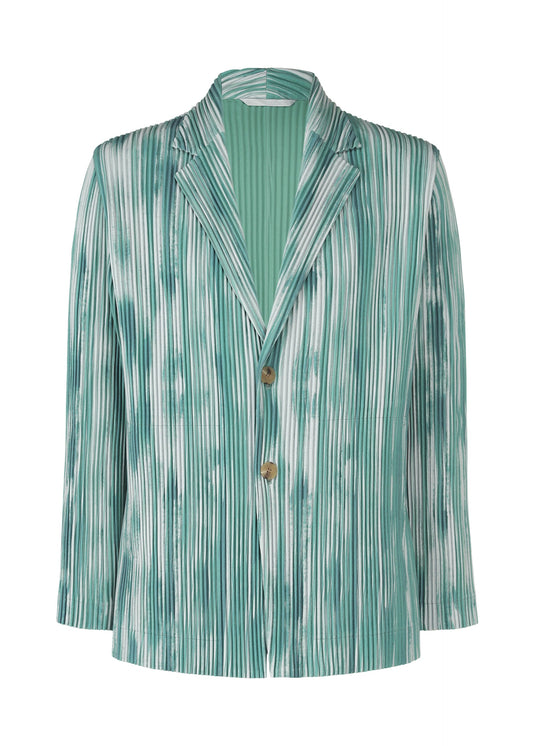 A product shot of the HOMME PLISSÉ ISSEY MIYAKE BRUSHSTROKE STRIPE jacket in blue (72).