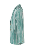 A detail shot of the HOMME PLISSÉ ISSEY MIYAKE BRUSHSTROKE STRIPE jacket.