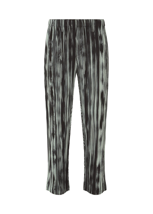 A product shot of the HOMME PLISSÉ ISSEY MIYAKE BRUSHSTROKE STRIPE trousers in black (15).