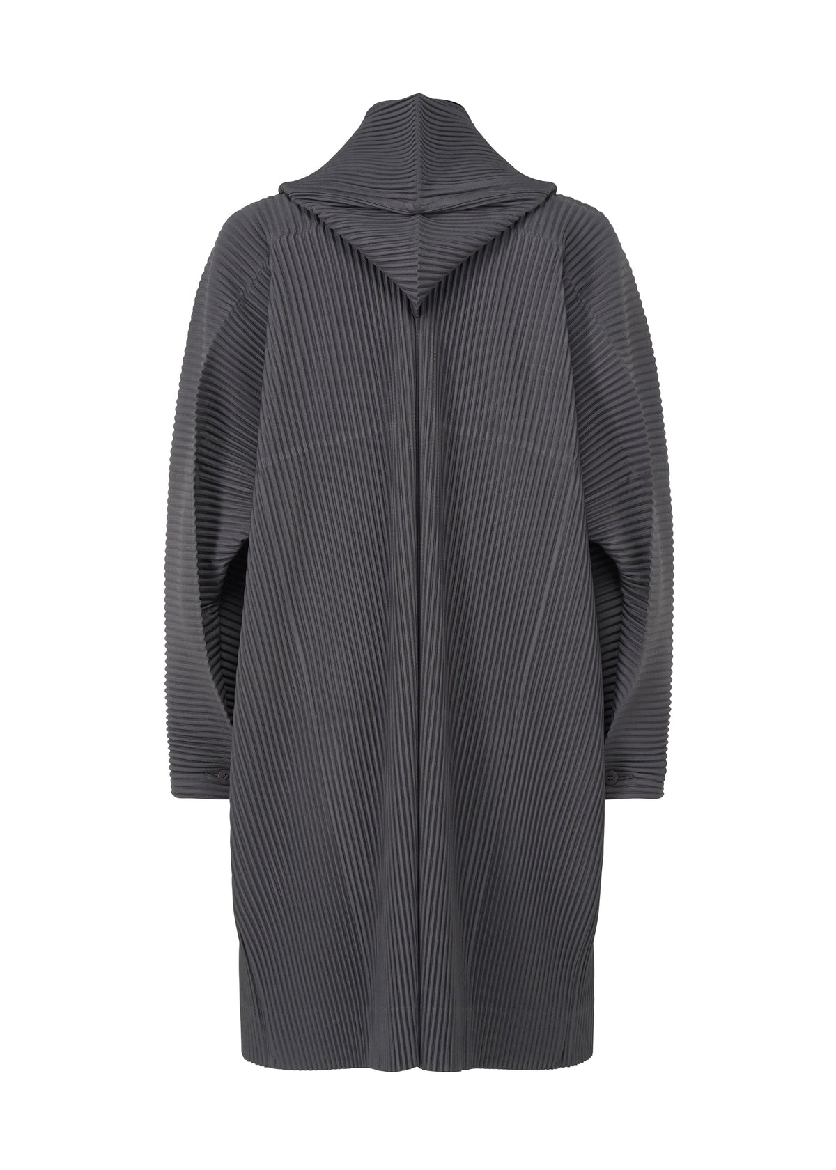 A detail shot of the Homme Plisse Issey Miyake MONTHLY COLORS : DECEMBER coat.