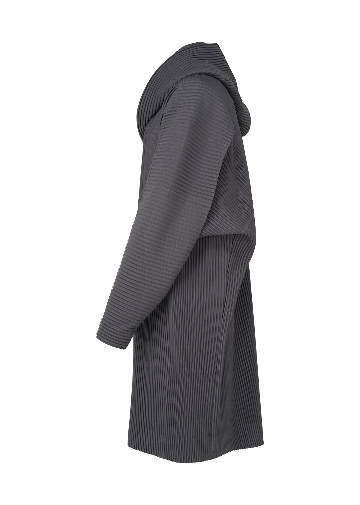 A detail shot of the Homme Plisse Issey Miyake MONTHLY COLORS : DECEMBER coat.