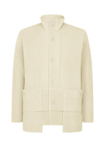A product shot of the HOMME PLISSÉ ISSEY MIYAKE MULTI POCKET jacket in limestone white (04).