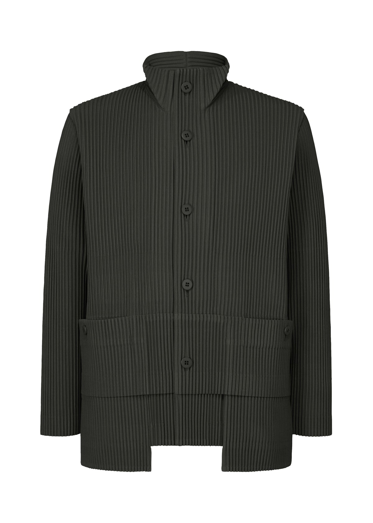 A product shot of the HOMME PLISSÉ ISSEY MIYAKE MULTI POCKET jacket in coke grey (13).