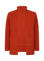 A product shot of the HOMME PLISSÉ ISSEY MIYAKE MULTI POCKET jacket in jasper red (25).