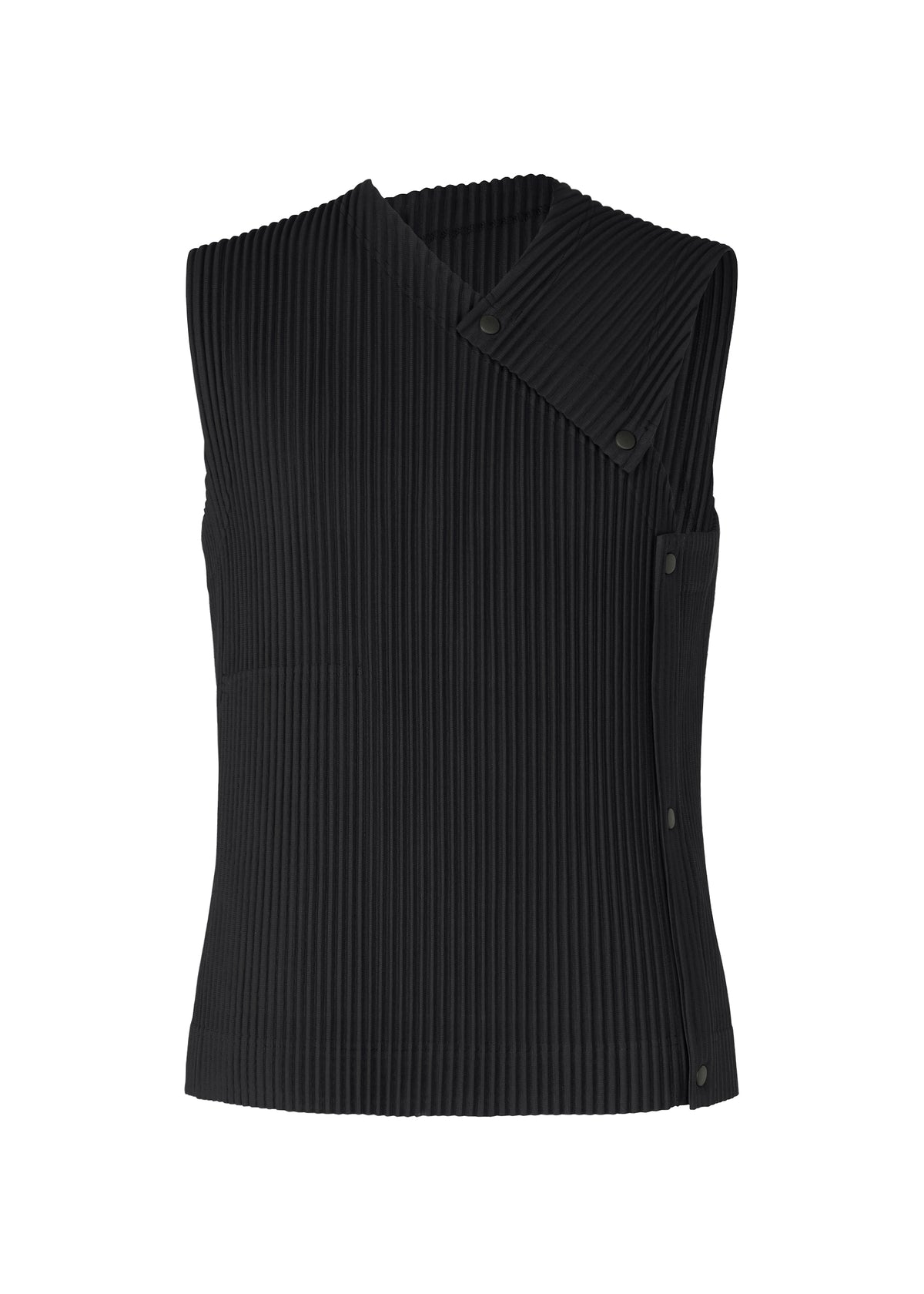 A product shot of the HOMME PLISSÉ ISSEY MIYAKE STONE CLOUD vest in black (15).