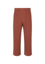 A product shot of the HOMME PLISSÉ ISSEY MIYAKE MONTHLY COLORS AUGUST trousers in adamite brown (46).