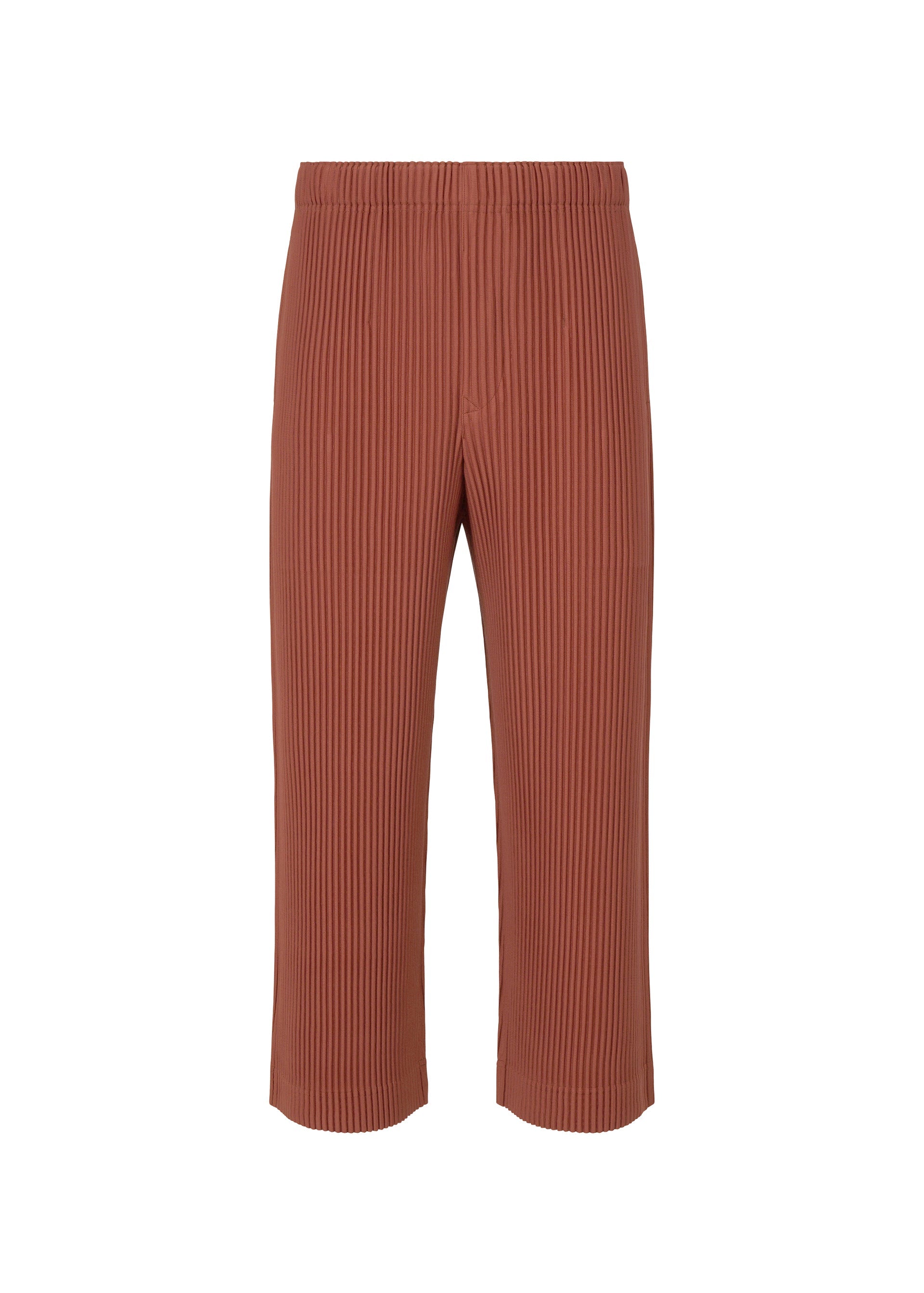 A product shot of the HOMME PLISSÉ ISSEY MIYAKE MONTHLY COLORS AUGUST trousers in adamite brown (46).