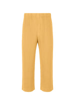 A product shot of the HOMME PLISSÉ ISSEY MIYAKE MONTHLY COLORS AUGUST trousers in dendrite beige (47).