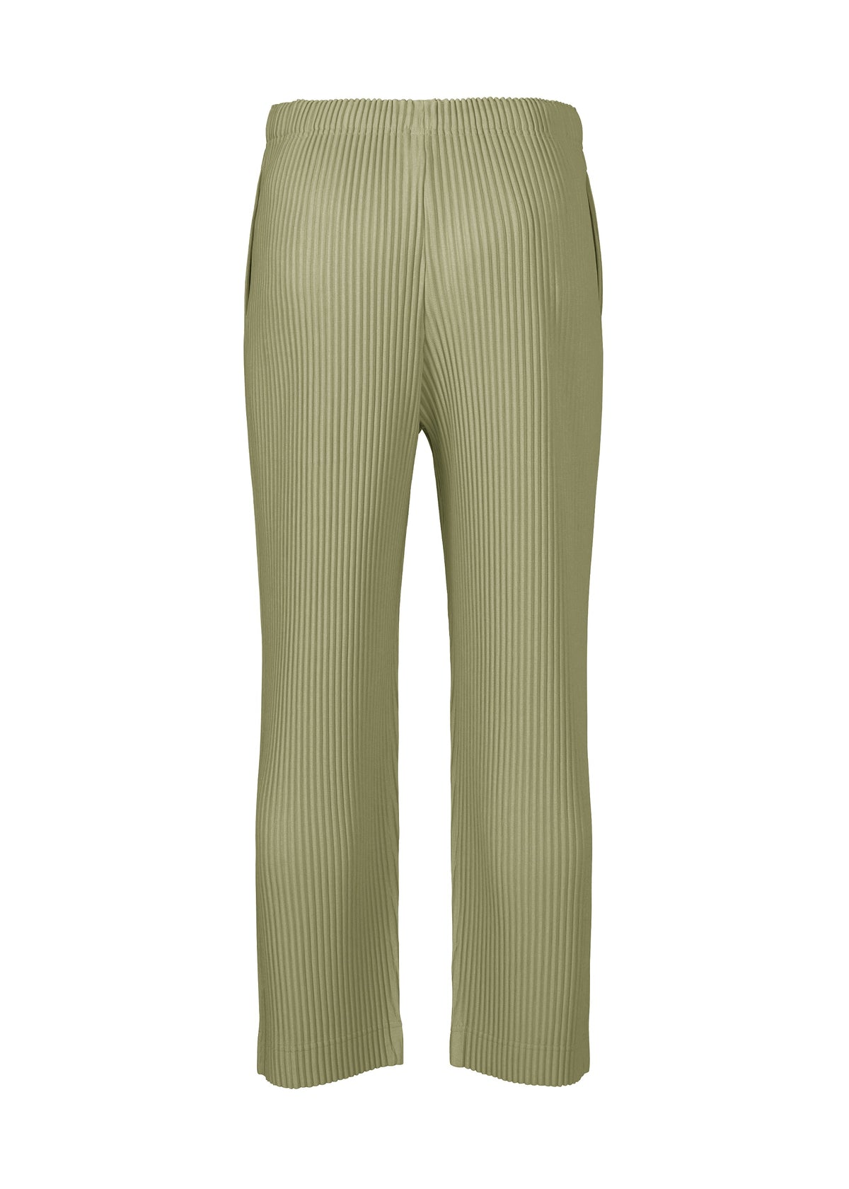 A detail shot of the Homme Plisse Issey Miyake MONTHLY COLORS : NOVEMBER trousers.