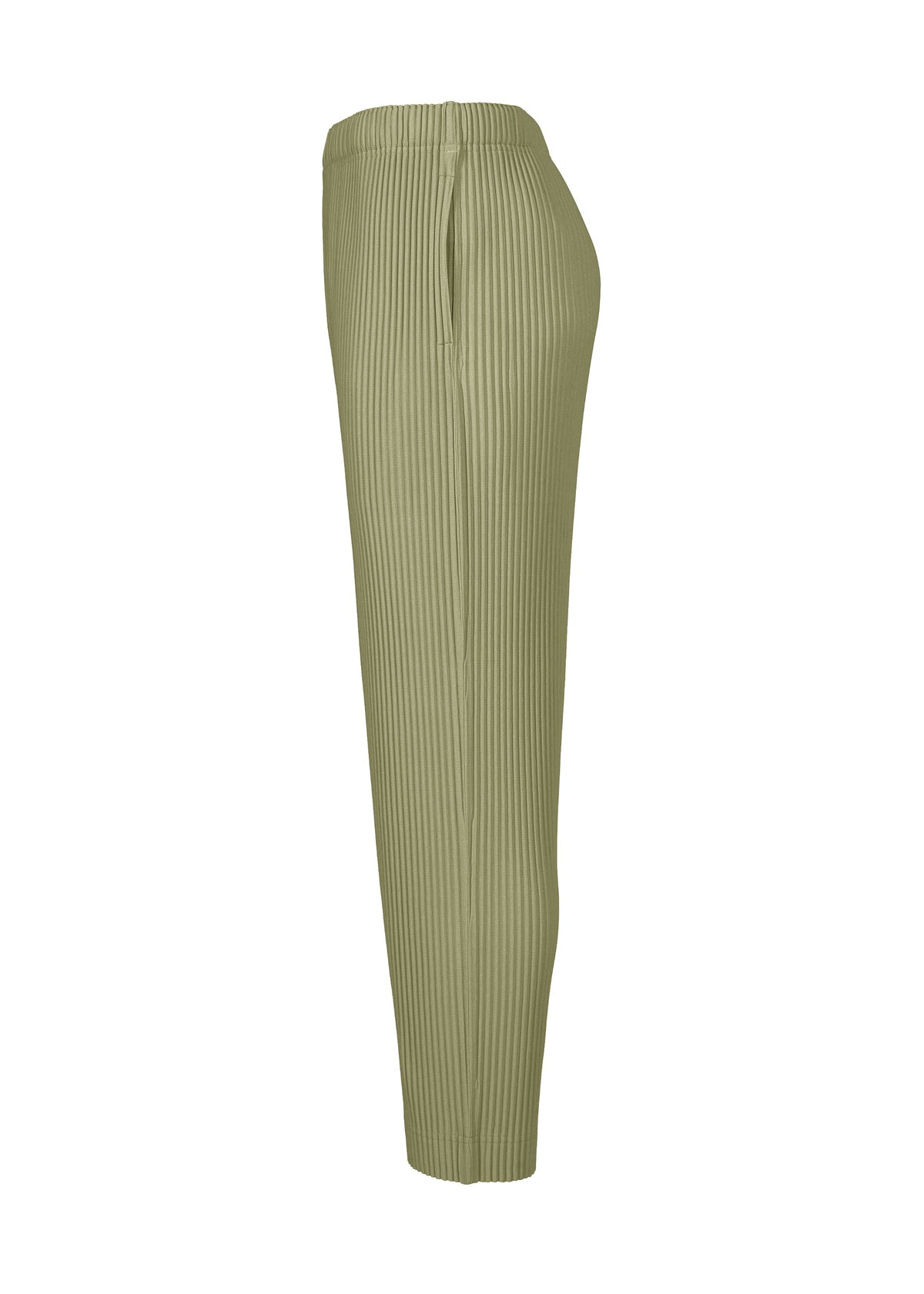 A detail shot of the Homme Plisse Issey Miyake MONTHLY COLORS : NOVEMBER trousers.