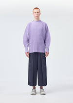 A model wears the Homme Plisse Issey Miyake MONTHLY COLORS : DECEMBER trousers.