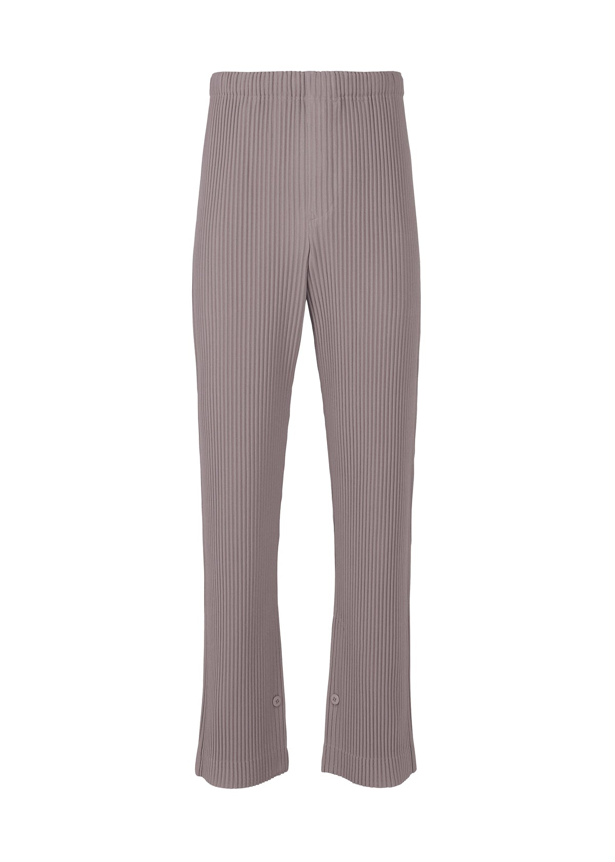 A product shot of the HOMME PLISSÉ ISSEY MIYAKE PLEATS BOTTOMS 1 trousers in burnt purple (85).