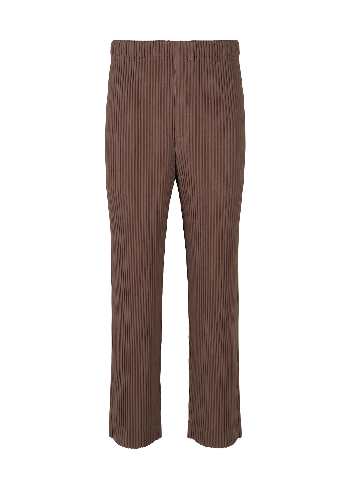A product shot of the HOMME PLISSÉ ISSEY MIYAKE COLOR PLEATS trousers in edge brown (48).