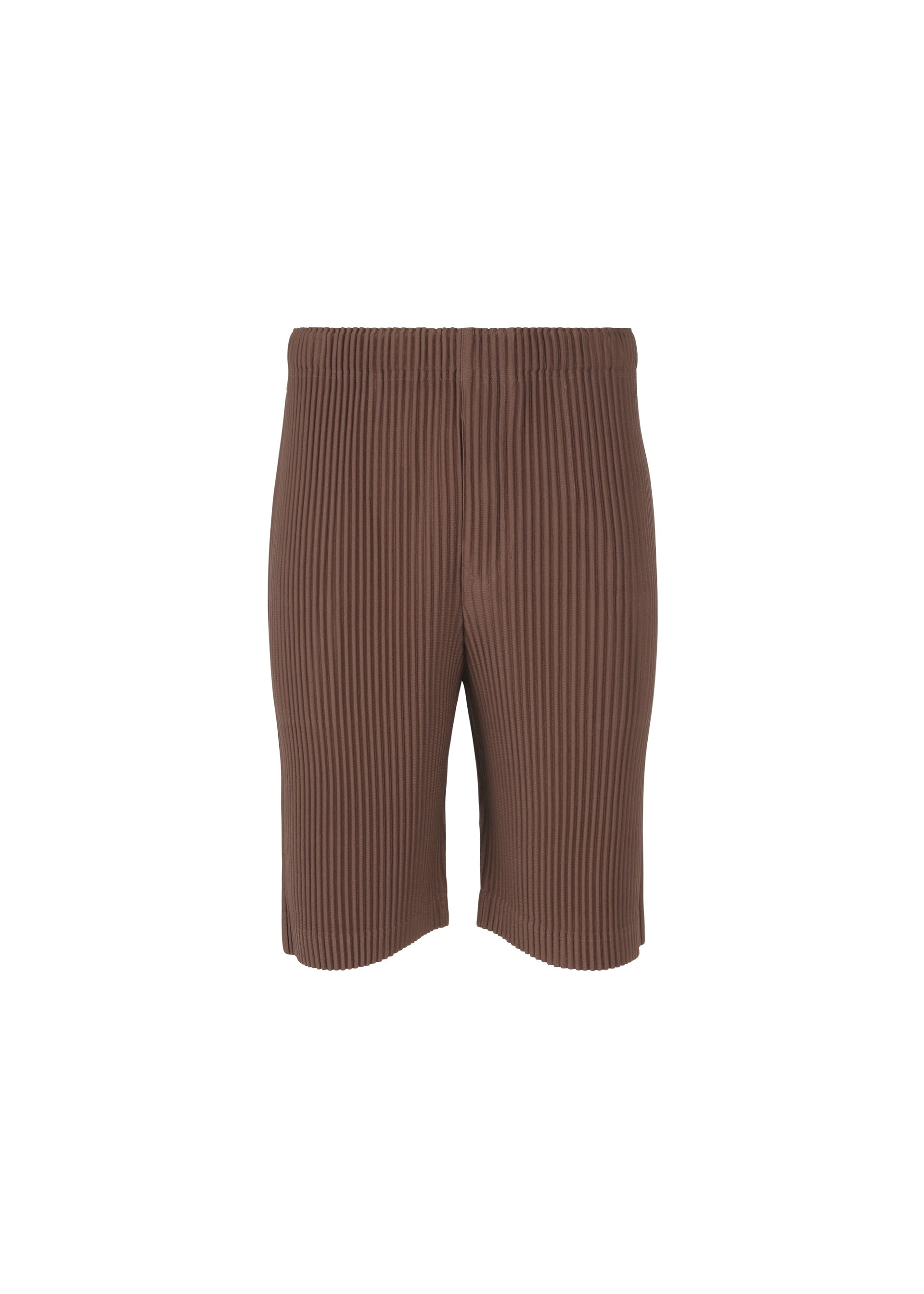 A product shot of the HOMME PLISSÉ ISSEY MIYAKE COLOR PLEATS trousers in edge brown (48).