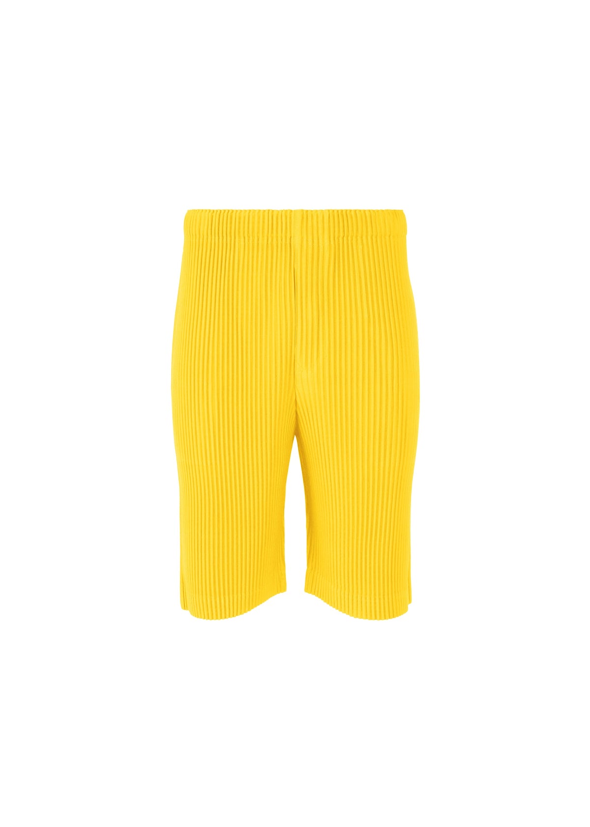 A product shot of the HOMME PLISSÉ ISSEY MIYAKE COLOR PLEATS trousers in citrine yellow (51).