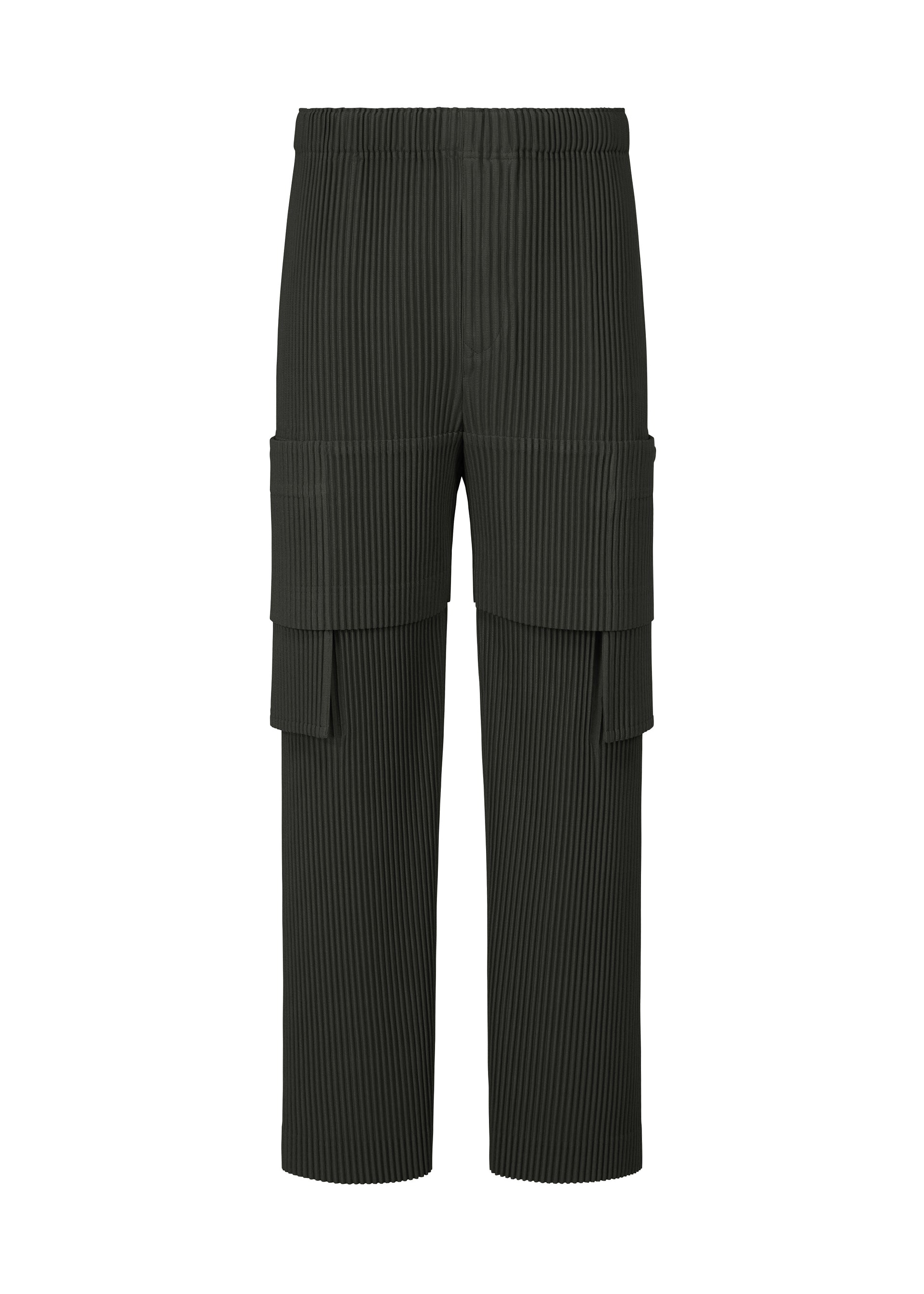 A product shot of the HOMME PLISSÉ ISSEY MIYAKE MULTI POCKET trousers in coke grey (13).