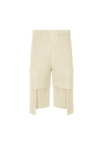 A product shot of the HOMME PLISSÉ ISSEY MIYAKE MULTI POCKET trousers in limestone white (04).