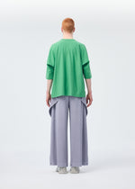 A model wears the Homme Plisse Issey Miyake ANGULAR STONE trousers.