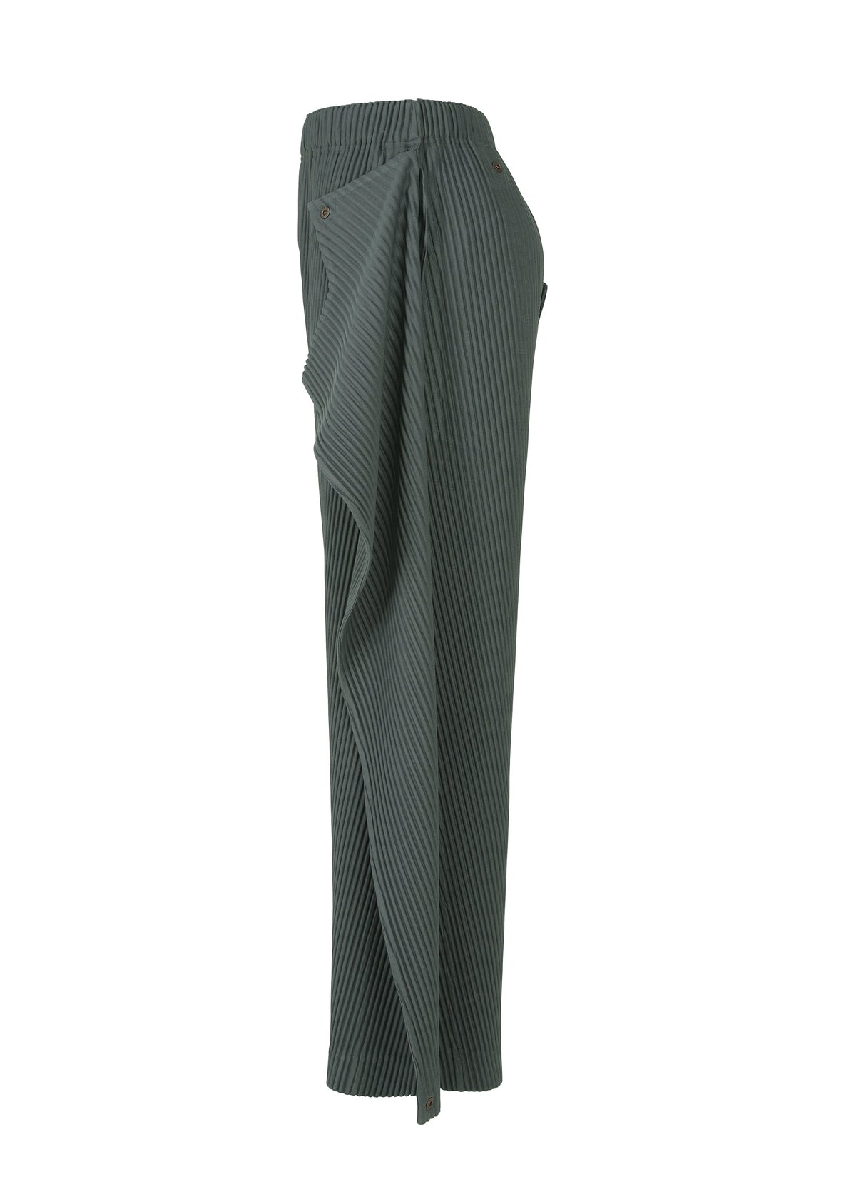 A detail shot of the Homme Plisse Issey Miyake ANGULAR STONE trousers.