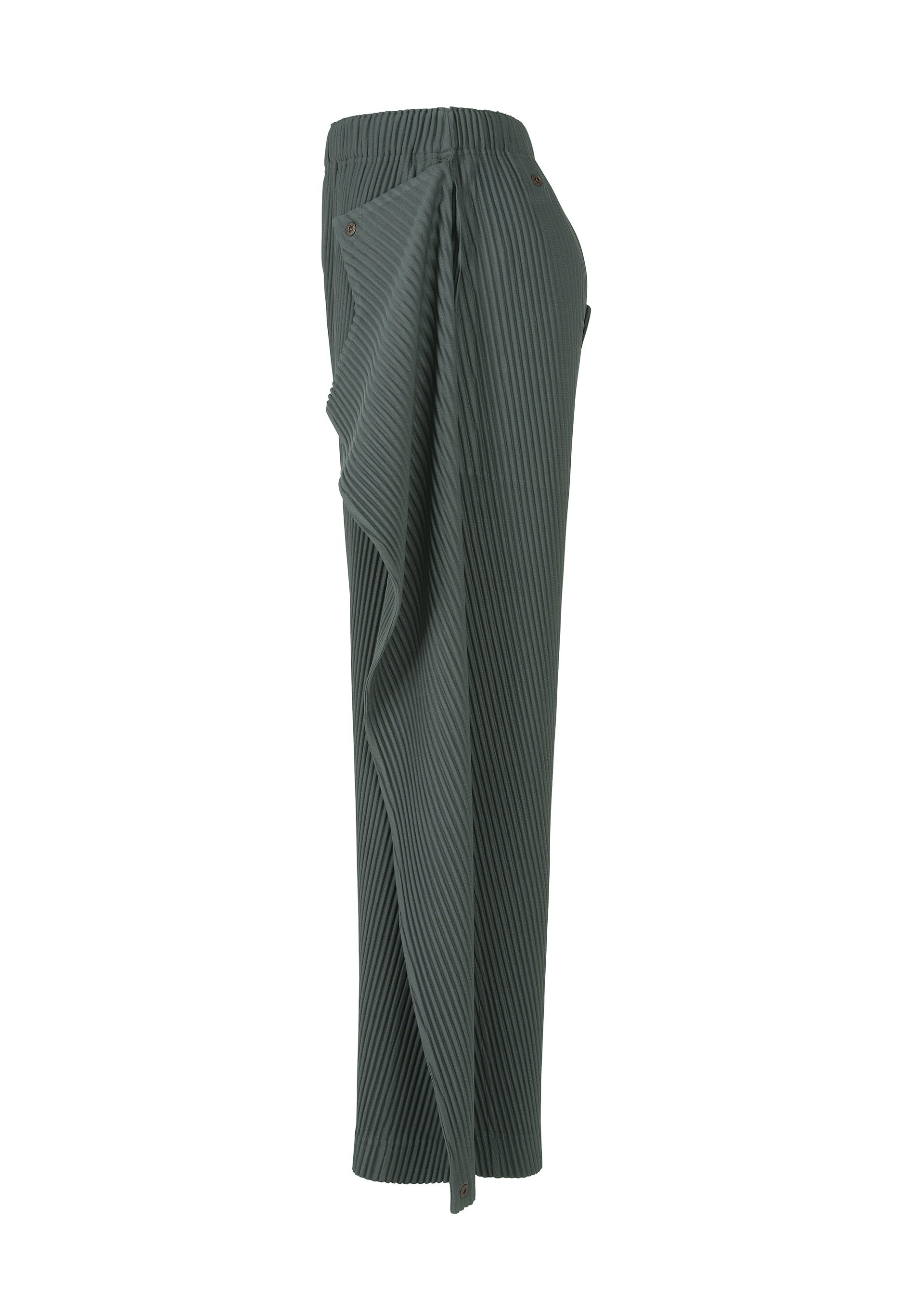 A detail shot of the Homme Plisse Issey Miyake ANGULAR STONE trousers.