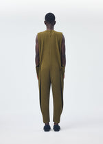 A model wears the Homme Plisse Issey Miyake PLEATS BOTTOMS 2 jumpsuit.