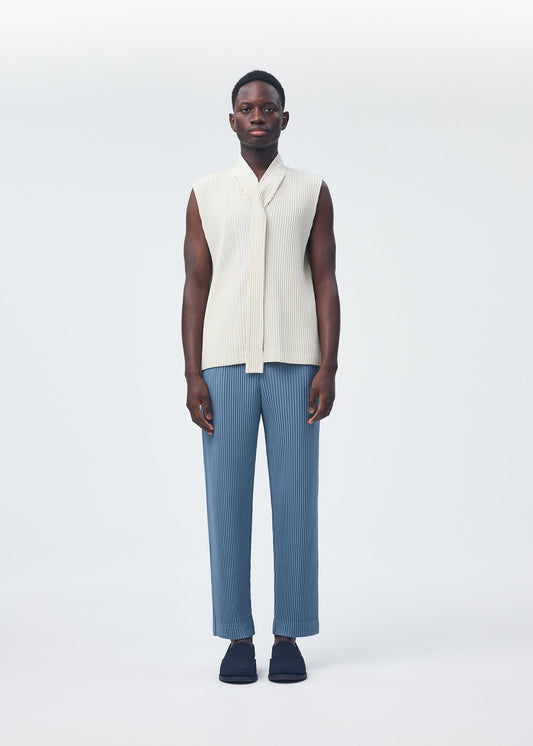 A model wears the Homme Plisse Issey Miyake MONTHLY COLORS : SEPTEMBER top.