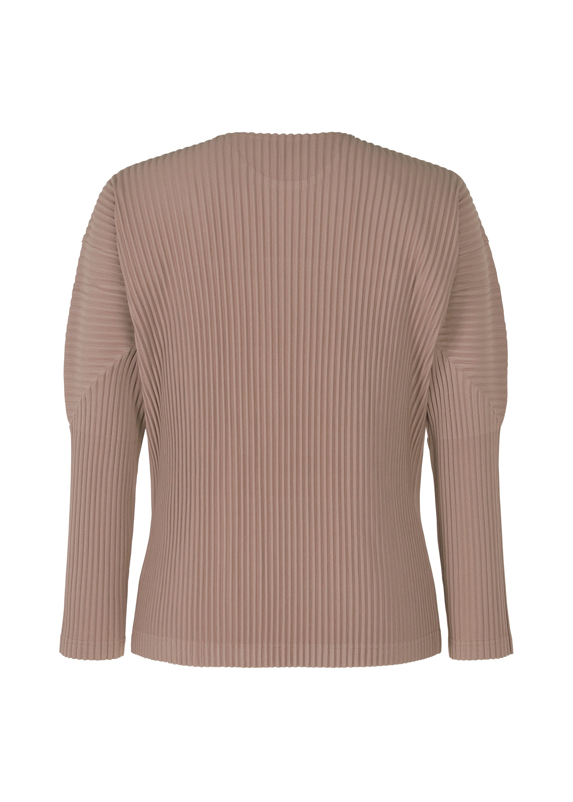 A detail shot of the HOMME PLISSÉ ISSEY MIYAKE COLOR PLEATS top.