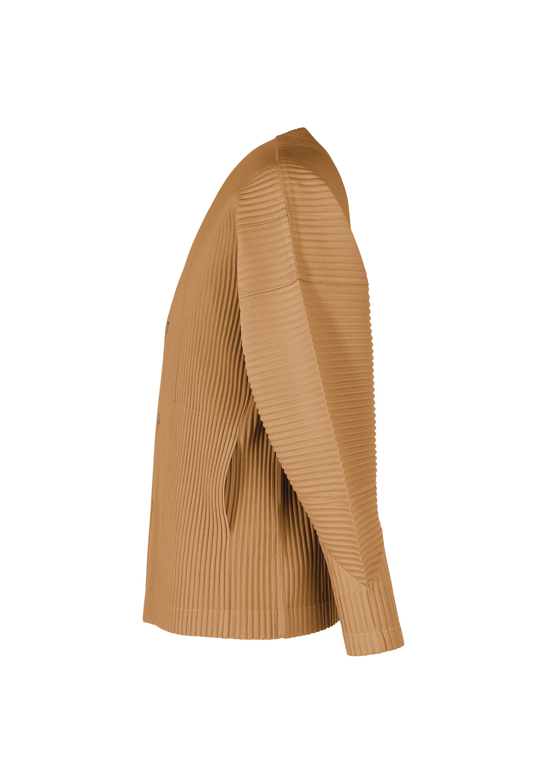 A detail shot of the Homme Plisse Issey Miyake MONTHLY COLORS : OCTOBER jacket.