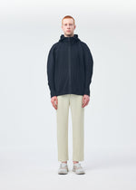 A model wears the Homme Plisse Issey Miyake WICKERWORK MESH blouson.