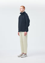 A model wears the Homme Plisse Issey Miyake WICKERWORK MESH blouson.