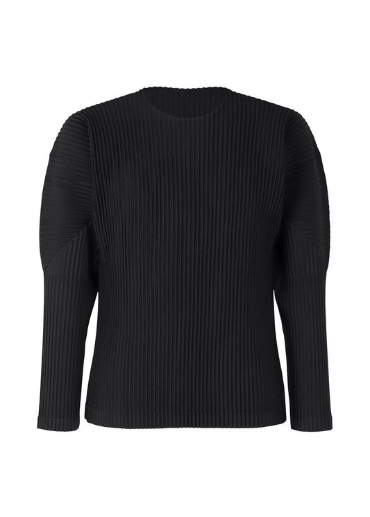 A product shot of the HOMME PLISSÉ ISSEY MIYAKE BASICS shirt in black.