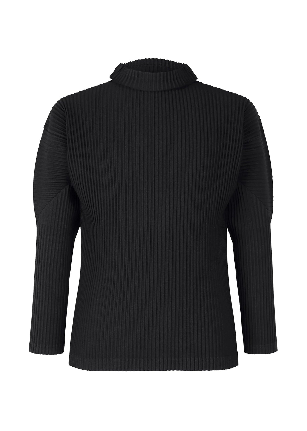 A product shot of the HOMME PLISSÉ ISSEY MIYAKE BASICS shirt in black.