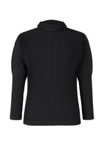 A product shot of the HOMME PLISSÉ ISSEY MIYAKE BASICS shirt in black.