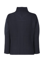 A detail shot of the HOMME PLISSÉ ISSEY MIYAKE BASICS zipup cardigan.