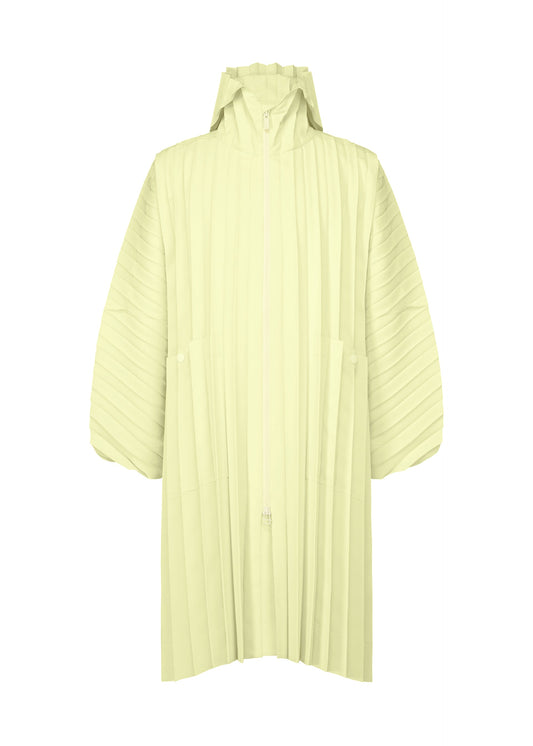 A product shot of the HOMME PLISSE ISSEY MIYAKE EDGE COAT LIGHT prêt à porter in special white (06).