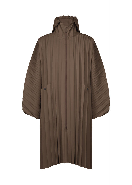 A product shot of the HOMME PLISSE ISSEY MIYAKE EDGE COAT LIGHT prêt à porter in brown (44).