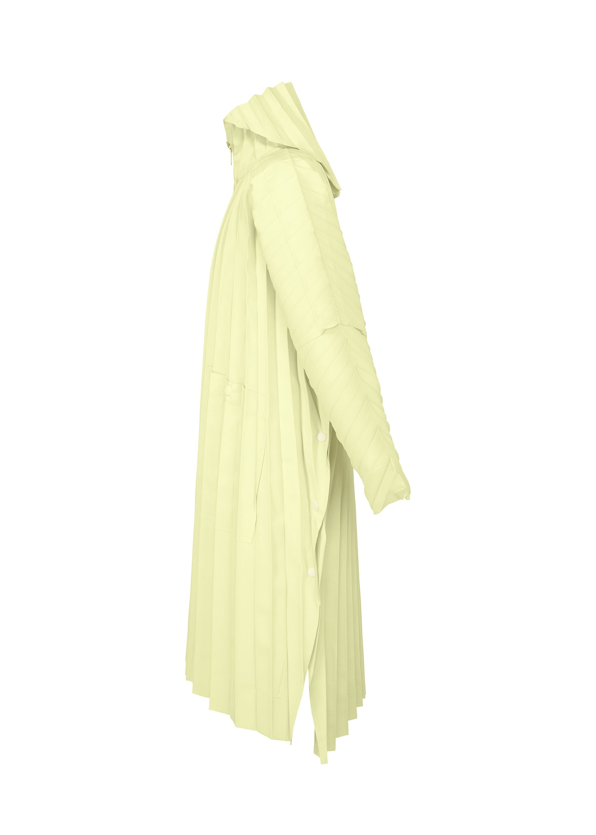 A detail shot of the HOMME PLISSE ISSEY MIYAKE EDGE COAT LIGHT prêt à porter.