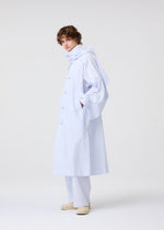 A model wears the Homme Plisse Issey Miyake FRESHEN coat.