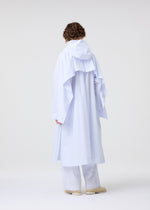 A model wears the Homme Plisse Issey Miyake FRESHEN coat.