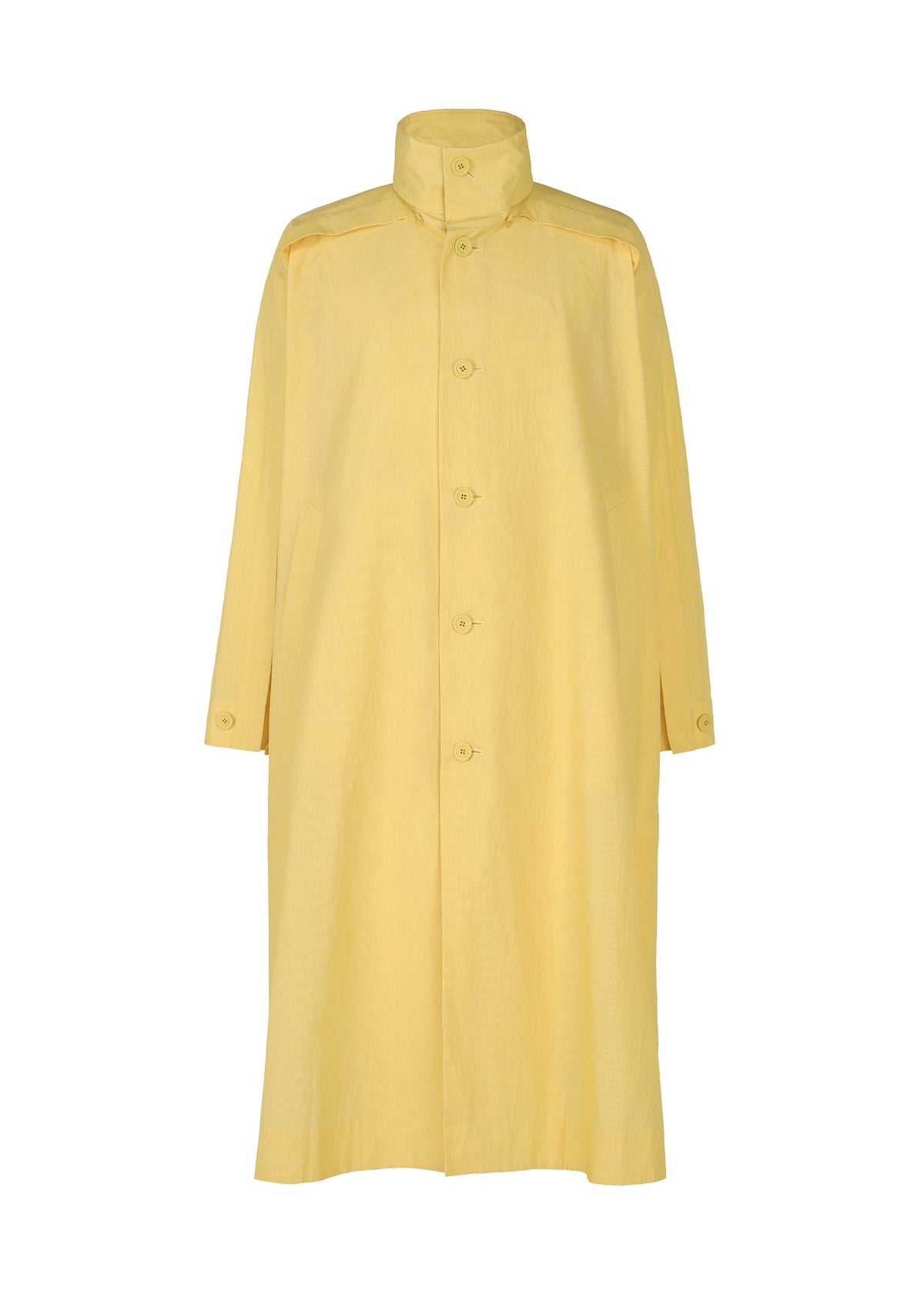 A detail shot of the Homme Plisse Issey Miyake FRESHEN coat.