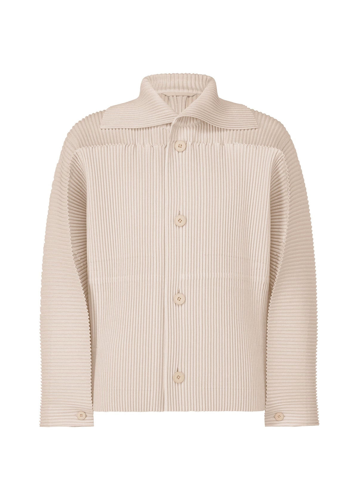 A product shot of the Homme Plisse Issey Miyake LINEN LIKE jacket in beige (40), recurring_style.