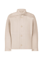 A product shot of the Homme Plisse Issey Miyake LINEN LIKE jacket in beige (40), recurring_style.