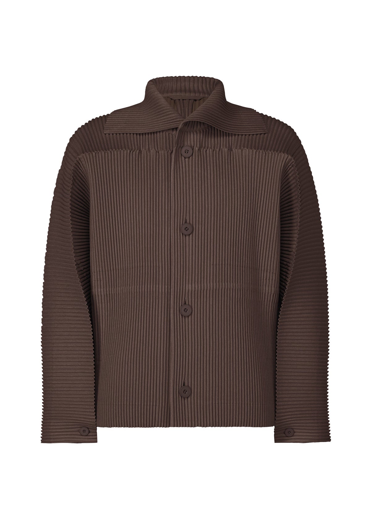 A product shot of the Homme Plisse Issey Miyake LINEN LIKE jacket in brown (44), recurring_style.