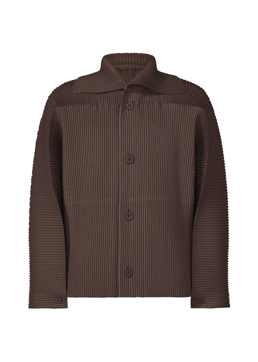 A product shot of the Homme Plisse Issey Miyake LINEN LIKE jacket in brown (44), recurring_style.