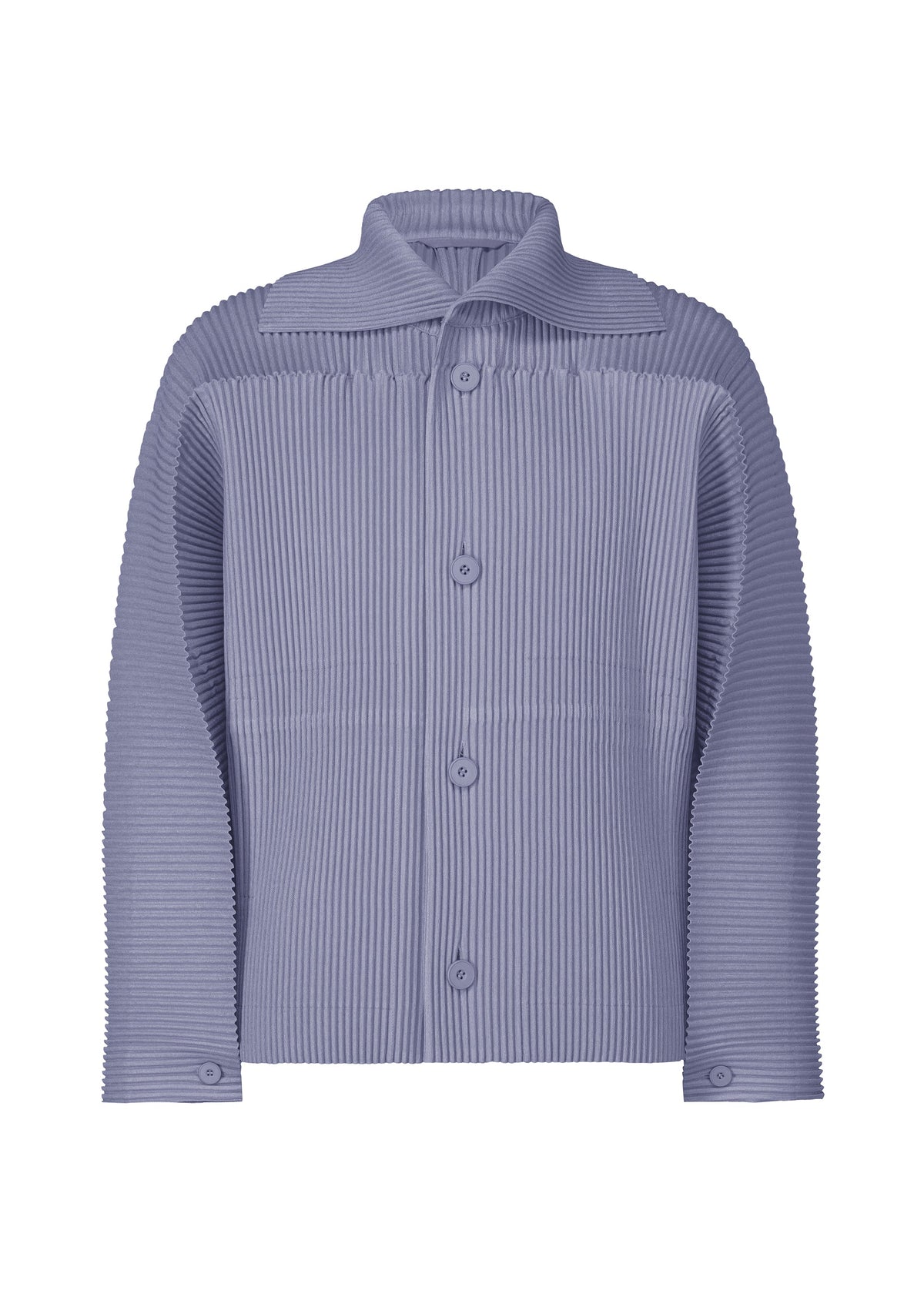 A product shot of the Homme Plisse Issey Miyake LINEN LIKE jacket in blue (72), recurring_style.