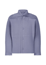 A product shot of the Homme Plisse Issey Miyake LINEN LIKE jacket in blue (72), recurring_style.